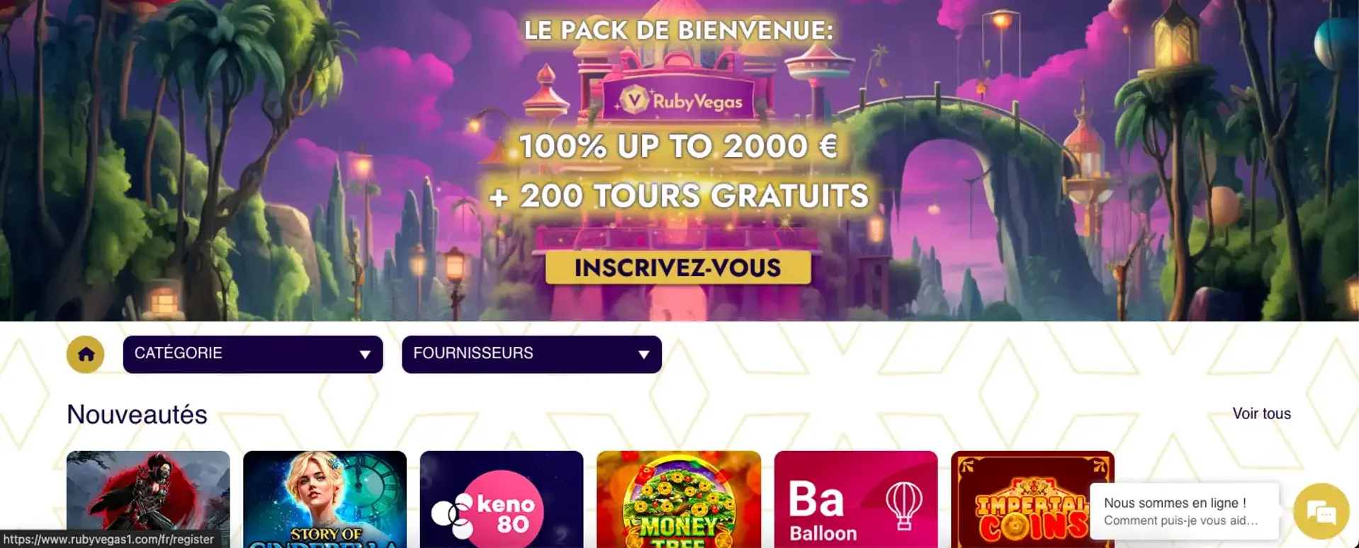 Ruby Vegas Casino bonus de bienvenue 500 euros et 200 free spins pour joueurs français 2025